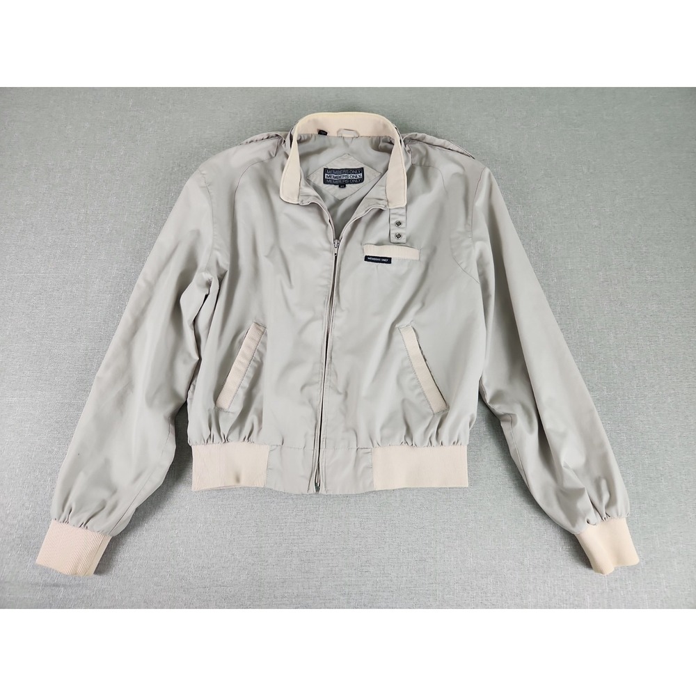 Vintage Members Only Jacket Mens 44 Khaki Bomber Full Zip Iconic Racer 80s Retro